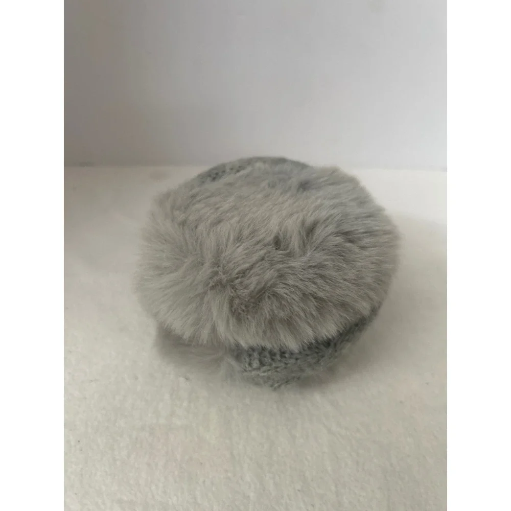 Chic Grey Knit Faux Fur Earmuffs Winter Warm Cozy Ear Covers